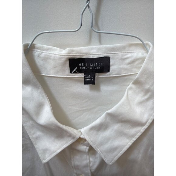 The Limited Womens Essential White Button-Up Shirt Large 97% Cotton 3% Spandex - Picture 2 of 3